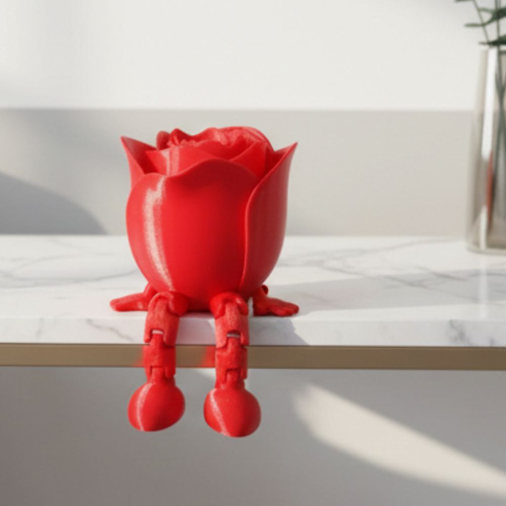 3D Articulated Rose Showpiece with Dangling Legs – Unique Valentine’s Day Gift