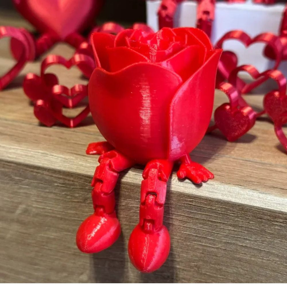 3D Articulated Rose Showpiece with Dangling Legs – Unique Valentine’s Day Gift