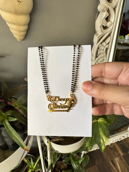 Personalized Peacock & Flute Couple Name Mangalsutra – Gold Plated Traditional Jewelry