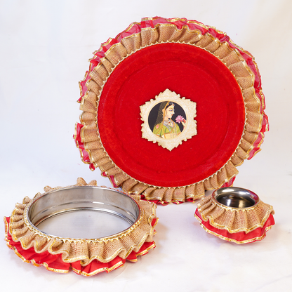 Maharani Red Color Thali Set | Karwa Chauth Thali