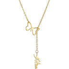 Personalized Butterfly Name Y-Necklace - Custom Vertical Nameplate Pendant with Butterfly Charm for Women & Girls