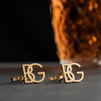Custom Initial Name Cufflinks - Personalized 2-Letter Monogram for Men in Brass
