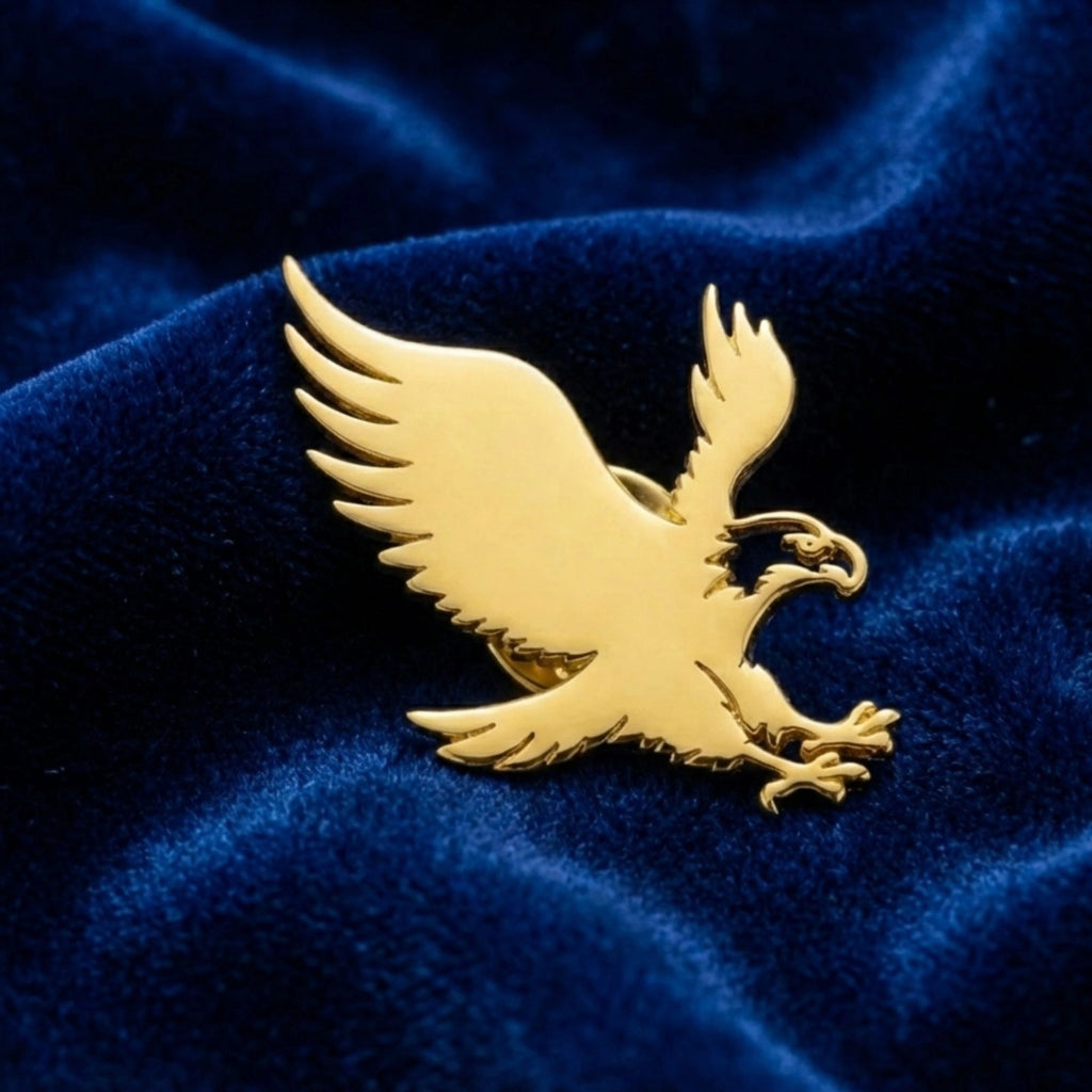 Majestic Flying Eagle Lapel Pin - Premium Gold Finish Bird Brooch for Men & Women's Suits, Blazers & Coats