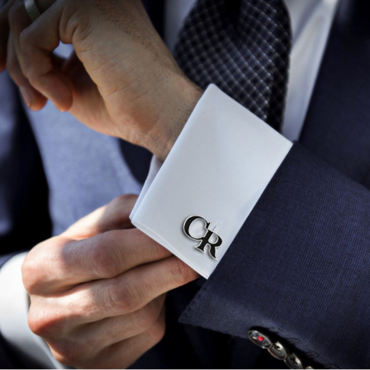 Enamelled Cut-Out Cufflinks with Personalized Initials | Custom Name or Letter Cufflinks for Men | Stylish Gift for Groom, Brother, or Executive