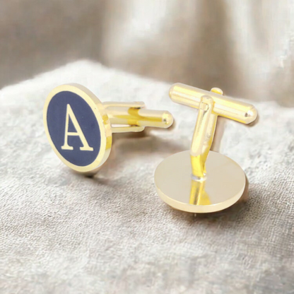 Personalized 18K Gold Plated Alphabet Cufflinks | for Gifting, Wedding, Formal Wear