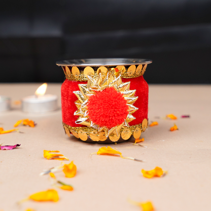 Red Personalised Photo Karwa Chauth Thali Set | Photo Thali