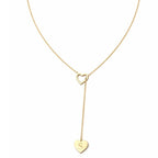 Customised Heart Initial Y-Necklace - Custom Engraved Letter in Heart Lariat Pendant for Women
