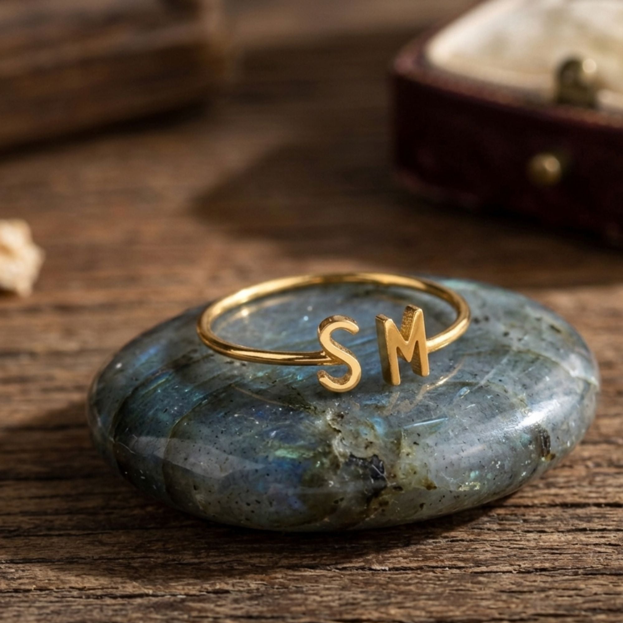 Personalized Double Initial Cuff Bracelet - Gold Plated Custom Two Letter Bangle for Women & Girls