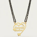 Personalized Double Heart Couple Name Mangalsutra – Custom Gold Plated Pendant