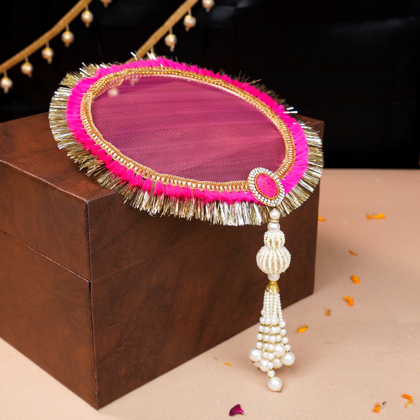 Royal Karwa Chauth Pooja Thali Set | Multi Patch Colour Thali
