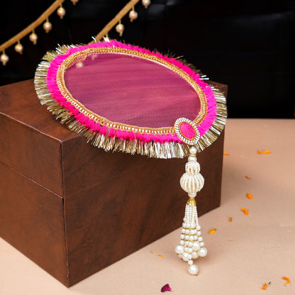 Royal Karwa Chauth Pooja Thali Set | Multi Patch Colour Thali