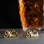Personalized Name Cufflinks for Men – Custom Script Name Cufflinks for Wedding & Groom Gift
