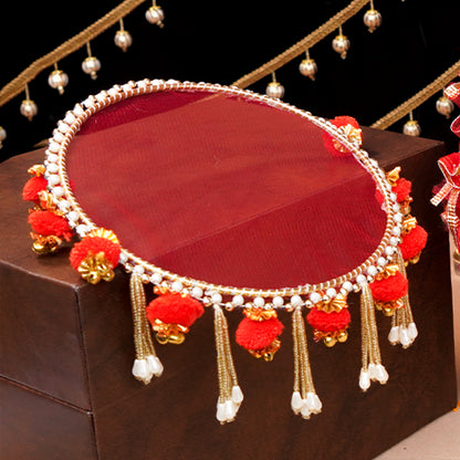 My Shining Star Pooja Thali Set | Red Patch Colour Star Karwa Chauth Thali