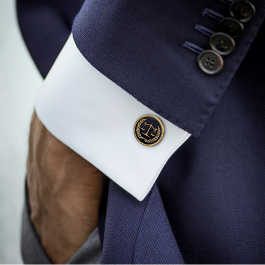 Scales of Justice Round Cufflinks for Men | Gold-Plated Law-Themed Cufflinks | Ideal Gift for Lawyers, Judges, Law Graduates, Legal Professionals