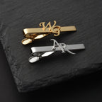 Personalized Initials Name Tie Pin for Men | Custom Brass Tie Bar with Cut-out Letters