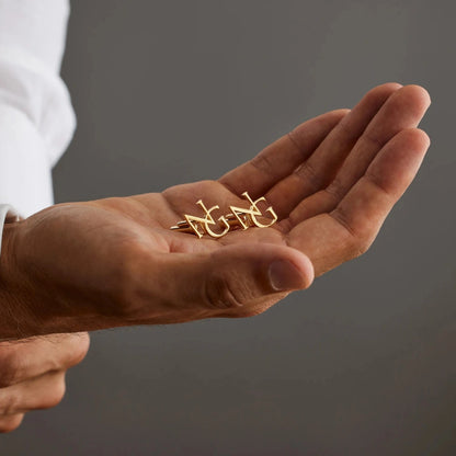 Custom Gold Initial Cufflinks for Men – Personalised Monogram Letter Cuff Links – Luxury Wedding & Formal Shirt Accessory