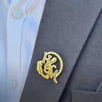 Customized Royal Initial Brooch - Deep Engraved Personalized Name Pin for Men & Women