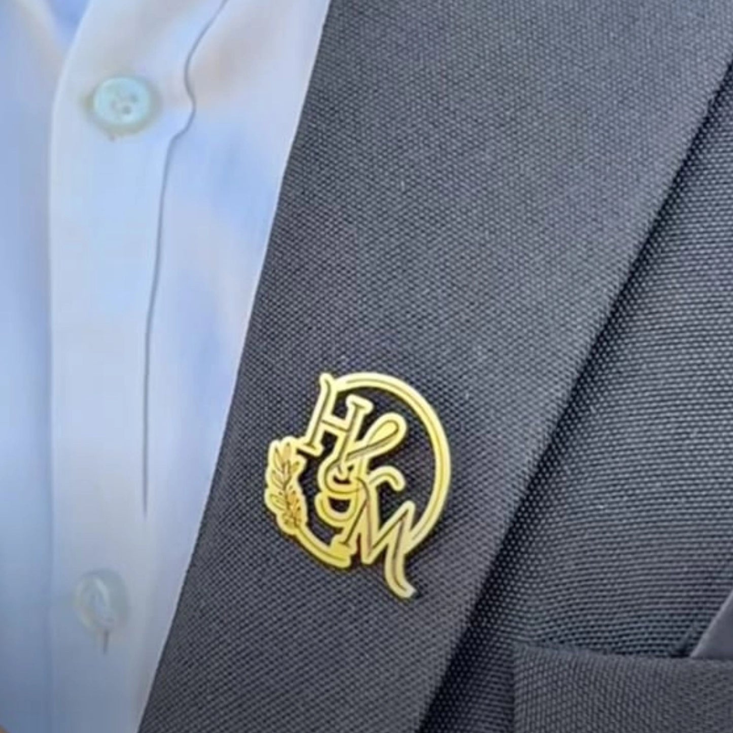 Customized Royal Initial Brooch - Deep Engraved Personalized Name Pin for Men & Women