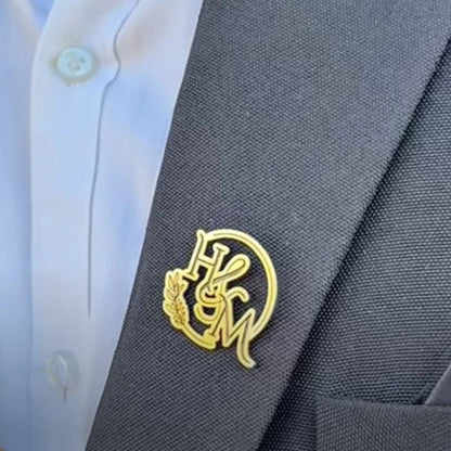 Customized Royal Initial Brooch - Deep Engraved Personalized Name Pin for Men & Women