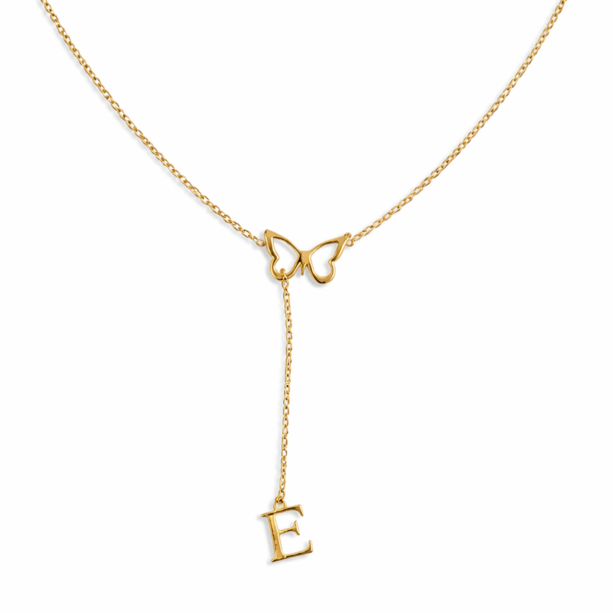 Personalized Butterfly Initial Name Y-Necklace - Custom Drop Alphabet Pendant for Women & Girls