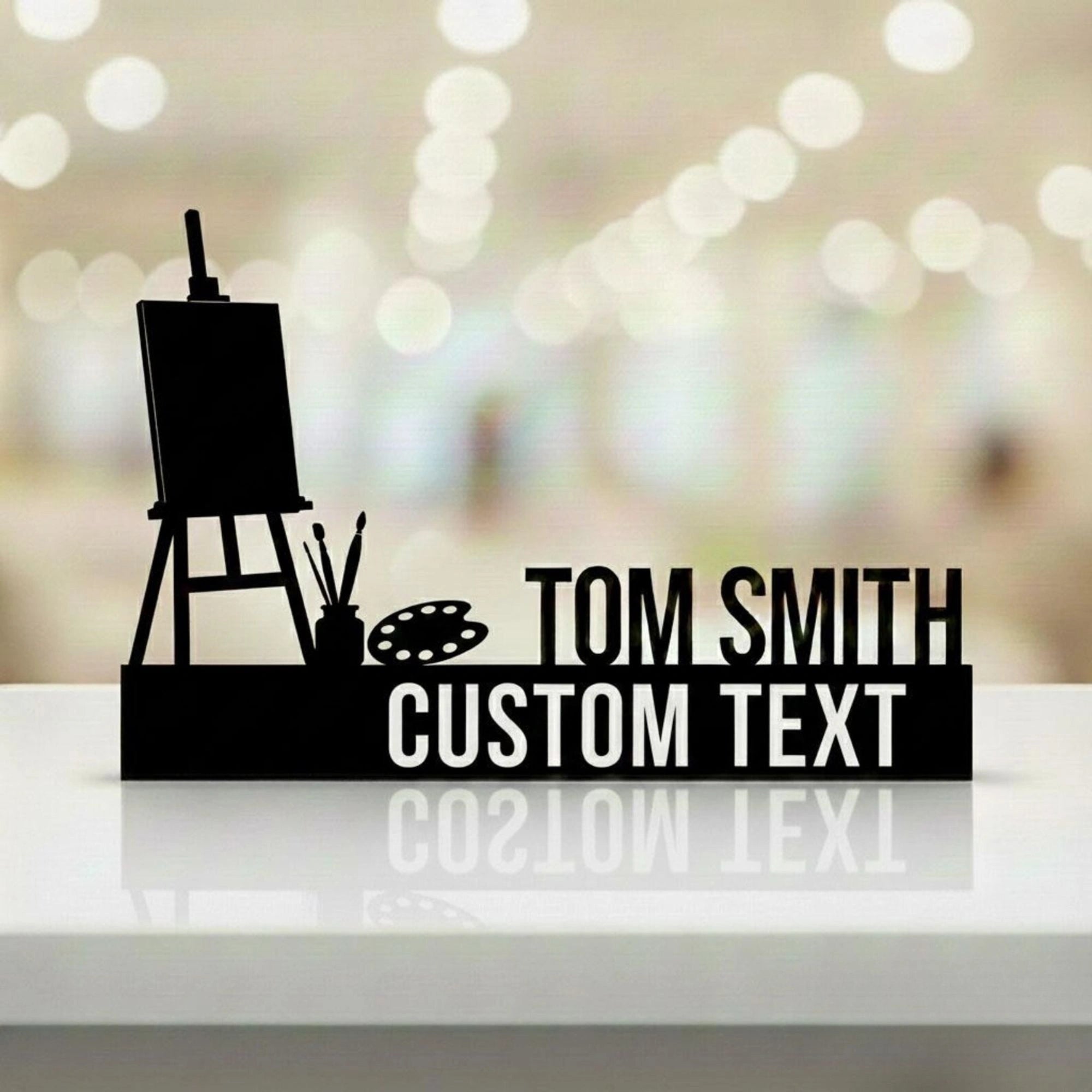 Custom Artist Name Plate - Personalized Stainless Steel Desk Sign for Painters & Art Studios, Creative Professional Office Decor