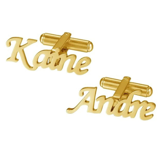 Custom Name Cufflinks for Men Groom & Groomsmen - Personalized Brass Cufflinks