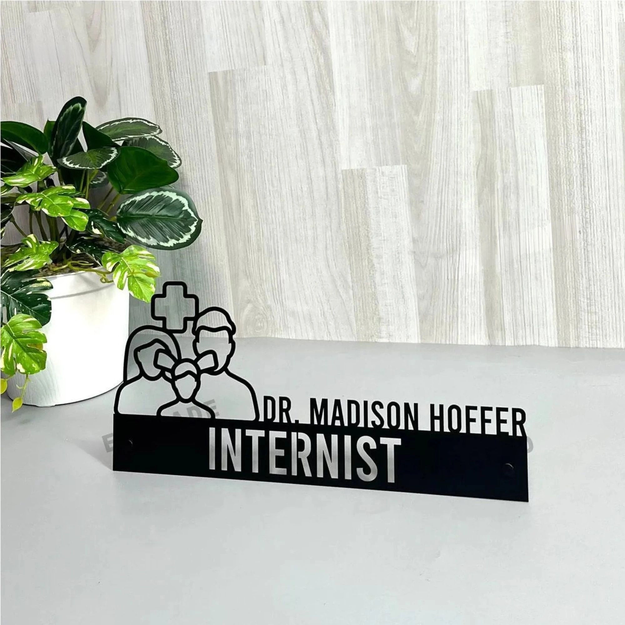 Custom Internist Desk Name Plate - Personalized Stainless Steel Physician Desk Sign, Family Doctor Medical Office Decor