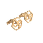 Personalized Hexagon Monogram Initial Cufflinks - Custom 2-Letter Alphabet Design for Men in Brass