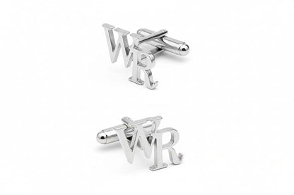 Personalised Initial Name Cufflinks for Men – Custom Silver Alphabet Monogram Cuff Links – Formal Shirt Accessory for Wedding Groom & Corporate Wear