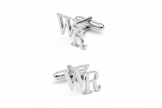 Personalised Initial Name Cufflinks for Men – Custom Silver Alphabet Monogram Cuff Links – Formal Shirt Accessory for Wedding Groom & Corporate Wear