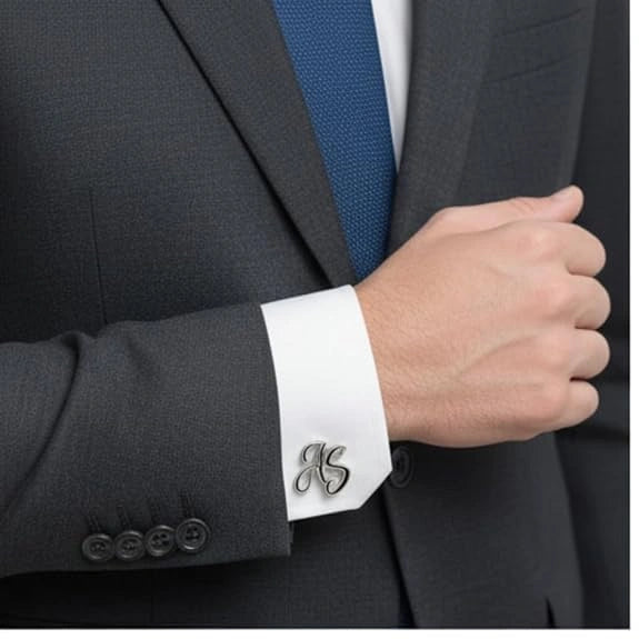 Personalised Enamel Initial Name Cufflinks for Men – Custom Name Letter Cufflinks for Formal & Wedding Wear