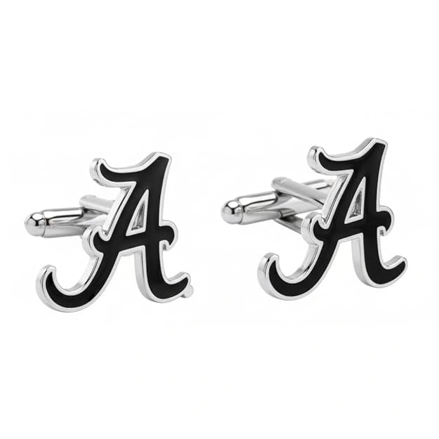 Personalised Single Enamel Initial Cufflink for Men – Custom Name Initial Cufflinks for Formal & Wedding Wear