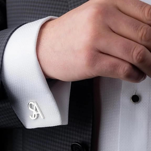 Personalised Initial Cufflinks for Men – Custom Alphabet Name Cuff Links – Premium Gold Monogram Formal Shirt Accessory for Wedding Groom & Corporate Wear