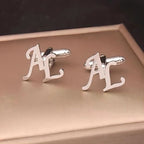Personalized Stacked Monogram Initial Cufflinks - Custom 2-Letter Overlap Design in Brass