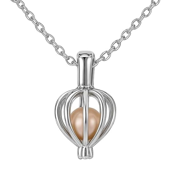 Moskai Love Pearl Pendant Necklace for Women – Romantic Wish Pearl Cage Necklace Gift Set