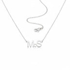 Personalized Couple Initial Necklace with Heart - Custom Two Letter Nameplate Pendant for Women