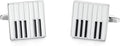 Piano Key Cufflinks for Men Formal | Music Theme Silver Enamel Cufflink Set | Luxury Formal Wedding Office Party Accessories | Music Lover Gift for Husband Groom Father Musician Artist Men’s Jewelry