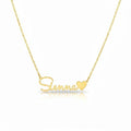 Custom Name Necklace with Heart - Custom Cursive Nameplate Pendant for Women