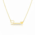 Custom Name Necklace with Heart - Custom Cursive Nameplate Pendant for Women