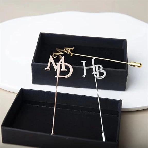 Custom Elite Initial Lapel Pin - Personalized Monogram Brooch for Men, Women & Wedding Wear