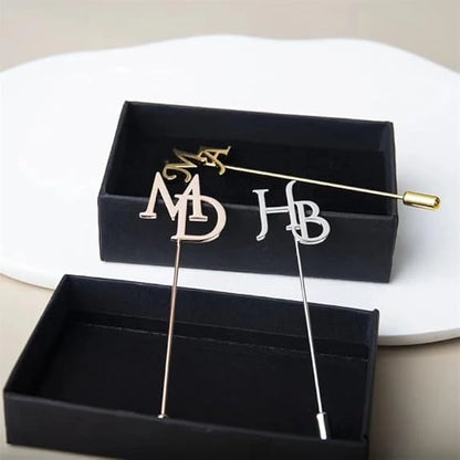 Custom Elite Initial Lapel Pin - Personalized Monogram Brooch for Men, Women & Wedding Wear