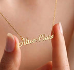 Customized Two Name Necklace with Heart - Personalized Double Nameplate Pendant for Women