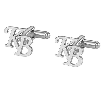 Personalized Silver Initial Name Cufflinks for Men – Custom Letter Cufflinks for Groom & Wedding Wear