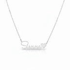 Custom Name Necklace with Heart - Custom Cursive Nameplate Pendant for Women