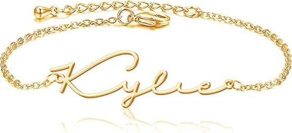 Personalised Name Chain Bracelet for Women & Girls | Customised Script Font Nameplate Bracelet | Stainless Steel Gold Plated Custom Jewellery Gift for Her
