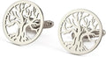 Tree of Life Cufflinks for Men in Premium Brass Metal Designer Round Cufflink Set for Wedding Suit Tuxedo and Formal Wear Stylish Groom Cufflinks for Men Gift Box Luxury Office Wear Accessories