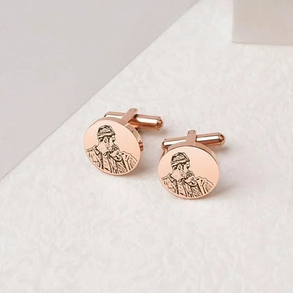 Custom Photo Engraved Cufflinks | Personalized Picture Cuff Links for Men | Unique Wedding and Gift Jewelry | Custom Photo Accessories for Groom and Men