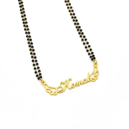 Personalized Wings Name Mangalsutra – Custom Gold Plated Nameplate Necklace