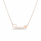 Custom Name Necklace with Heart - Custom Cursive Nameplate Pendant for Women