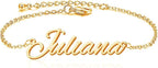 Personalised Name Chain Bracelet for Women & Girls | Customised Script Font Nameplate Bracelet | Stainless Steel Gold Plated Custom Jewellery Gift for Her